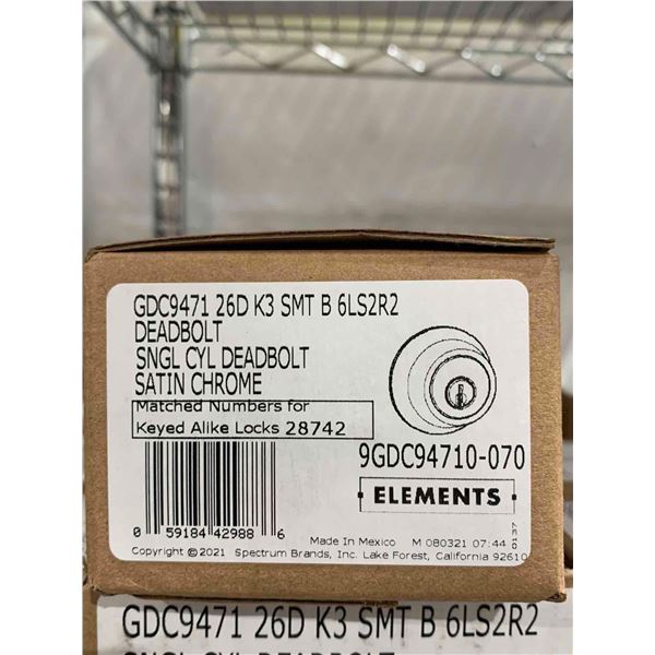 Elements Single Cylinder Deadbolt Satin Chrome