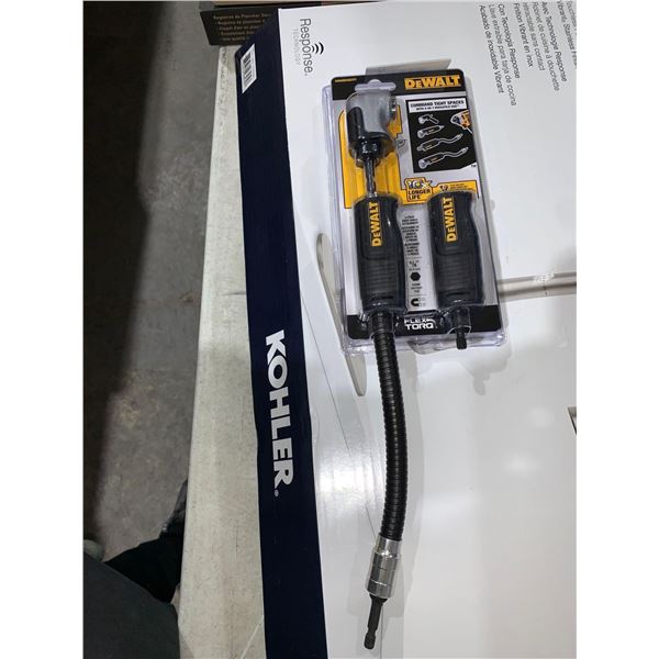 DEWALT Right Angle Drill Adaptor, FlexTorq, 4-in-1 System, Compact, Straight Flexible Shaft, 12-Inch