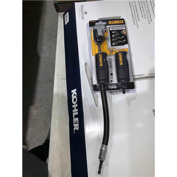 DEWALT Right Angle Drill Adaptor, FlexTorq, 4-in-1 System, Compact, Straight Flexible Shaft, 12-Inch