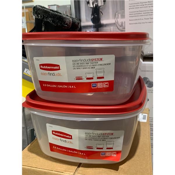 Lot of 2 Rubbermaid Easy Find Lid System, 2.5 Gallon Storage totes