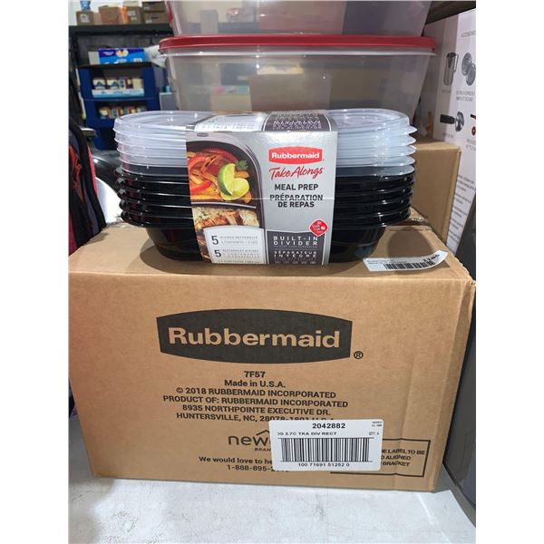 Rubbermaid Take Along Meal Prep 5 divided rectangle containers x's 4 Packages