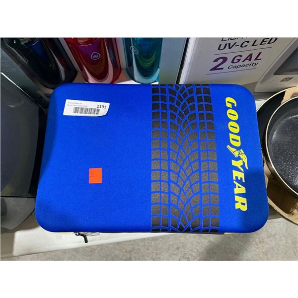 Goodyear Auto Safety Kit - Includes 12ft Booster Cables, 12V Tire Inflator, First Aid kit & More