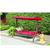 Image 2 : Style Selections Futon Bed/Seat Swing - 3-Person - 8-ft - Steel/Polyester - Red/Brown
