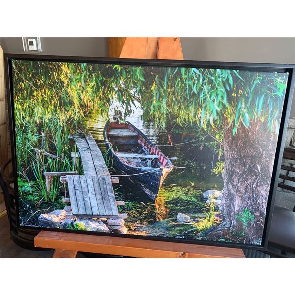 Framed Canvas Artwork Hidden Boat- 38x26 inch