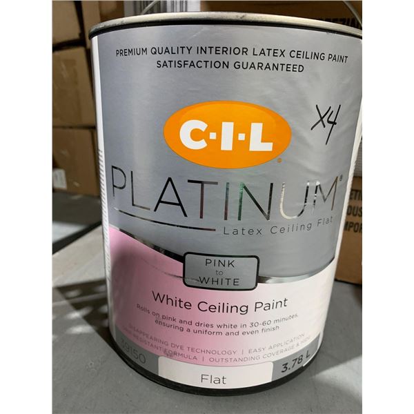 C-I-L Platinum Latex Flat Ceiling Paint- Goes on Pink- Dries White 4x 3.78ml