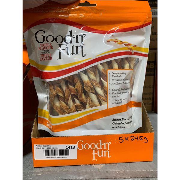 Good n' Fun Triple Flavor Twists Dog Treats - 5x245g