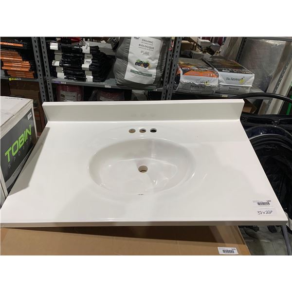 Single Sink, 37x22" Marble Vanity Countertop - White