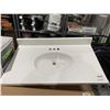 Image 1 : Single Sink, 37x22" Marble Vanity Countertop - White