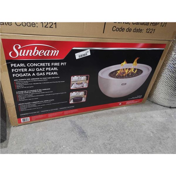 Sunbeam Pearl Concrete Fire Pit 31.5x31.5x14.5" - Convertible to Natural Gas