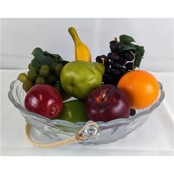 Vintage Crystal Bowl with Artificial Fruit