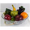 Image 1 : Vintage Crystal Bowl with Artificial Fruit