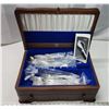 Image 1 : Lovely wooden case, filled with cutlery - 17"W x 7"H x 12"D