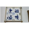 Image 3 : Various decorative items - Delft blue coaster, 2 brass candle holders & headford ceramic coasters
