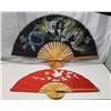 Image 1 : 2 decorative oriental style wall fans - red one is 30" W & black is 40"W