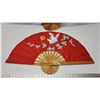 Image 2 : 2 decorative oriental style wall fans - red one is 30" W & black is 40"W