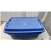Image 5 : Large plastic bin, filled with a Huge assortment of plastic Camping dishes - Plates, bowls, cups, cu