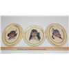 Image 1 : 3 Embroidered Native American children portraits - pictures in frame