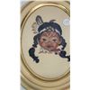 Image 4 : 3 Embroidered Native American children portraits - pictures in frame