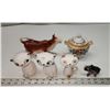 Image 1 : Assorted porcelain dishware - Cat salt and pepper shakers, Cow creamer cup, elephant figurine & sug