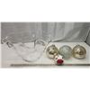 Image 1 : Large Glass decorative bowl & 4 Decorative glass balls - 17"W x 12"H