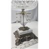 Image 3 : Tall Compote, serving dish - Crystal bowl,  metal/marble stand - 11"H x 8"W