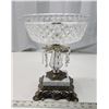 Image 4 : Tall Compote, serving dish - Crystal bowl,  metal/marble stand - 11"H x 8"W