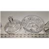 Image 5 : Set of 3, Starburst crystal dishes - Sugar bowl n spoon, Napkin holder & Candy dish