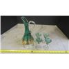 Image 1 : green glass wine jug and cups - made in Italy