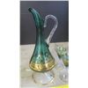 Image 2 : green glass wine jug and cups - made in Italy