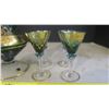 Image 3 : green glass wine jug and cups - made in Italy