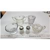Image 1 : Collection of glassware - Candy dish, salt and pepper shaker, creamer, etc.