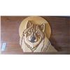 Image 1 : wooden wolf wall art - 14"x15"