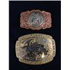 Image 2 : 4 Vintage Western Themed Belt Buckles One Nickle Silver Over Copper