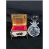 Image 2 : Lovely Vintage Mele Japan Musical Trinket Box, Crystal Perfume Bottle & Mirrored Vanity Tray