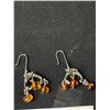 Image 2 : Very Unusual Design Sterling & Amber Earrings