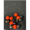 Image 2 : 2 Lots of Antique Buttons.Orange Flowers are Glass