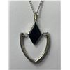 Image 2 : Large Vvintage Sterling Silver 925 Onyx Pendant & Long 925 Chain