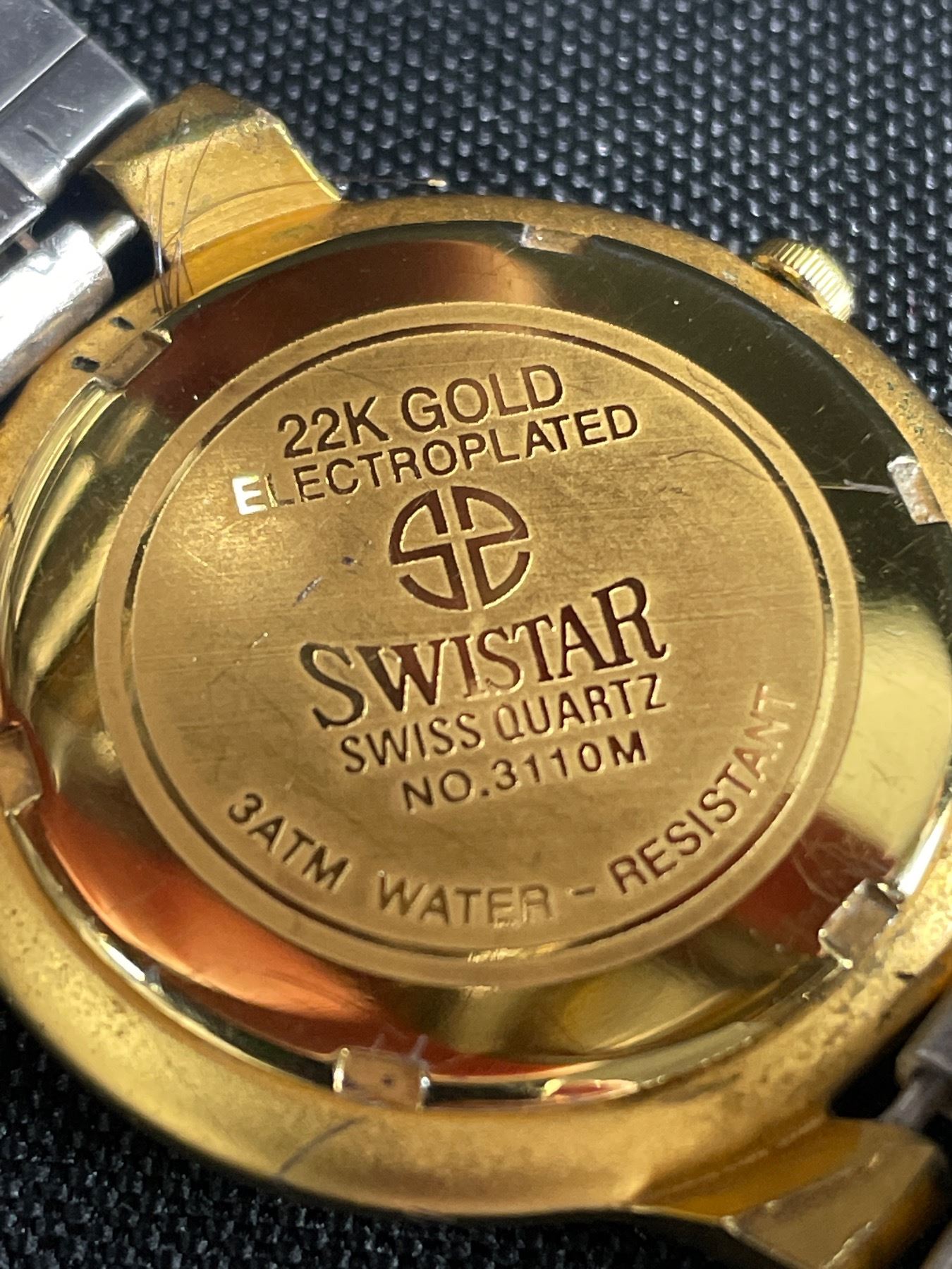 Swistar Swistar Quartz Watch. Swiss Made 22k Gold Electroplated. Needs Battery