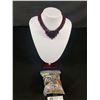 Image 1 : Vintage Unusual Beaded Collar Necklace with Genuine Garnet Beads Centerpiece Lovely Workmanship