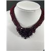 Image 2 : Vintage Unusual Beaded Collar Necklace with Genuine Garnet Beads Centerpiece Lovely Workmanship