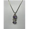 Image 2 : 925 Sterling Silver Pendant with 2 Amethyst Stone Pendant & 925 Silver Chain