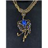 Image 2 : Fabulous Gold Plated Necklace with Blue Stones 1950's