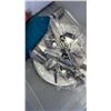 Image 8 : TOTE WITH CAMP ITEMS - SINGLE BURNER PROPANE STOVE, 12V SLOW COOKER, CAMP UTENSILS AND PLATES AND SL