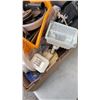 Image 8 : 2 BOXES OF SHOP SUPPLIES, HARDWARE, BOLTS, SPARK PLUG, SECURITY LIGHT