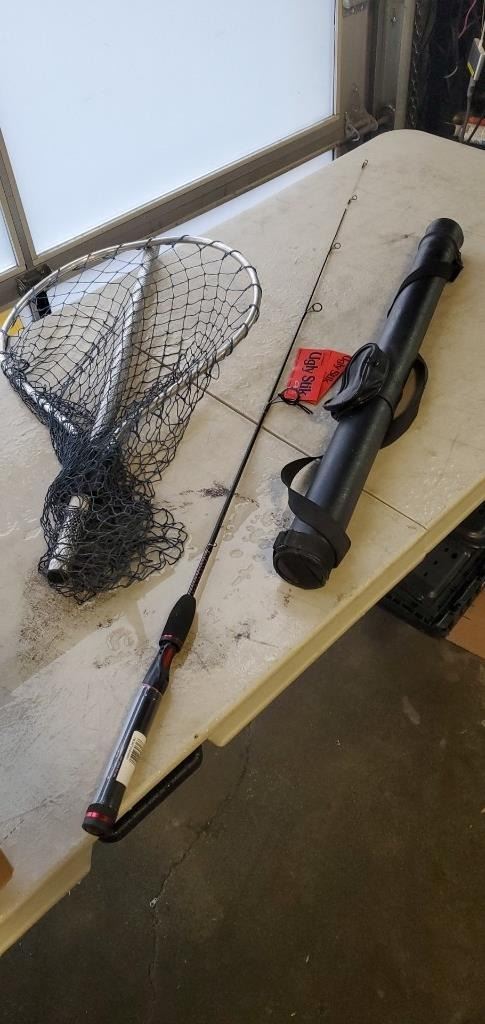 FISHNG ROD CASE, FISHING NET AND UGLY STICK FISHING ROD