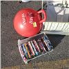 Image 2 : LOT OF DVDS, FABRIC STORAGE BOXES AND RIDE ON BOUNCER