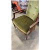 Image 8 : 3 VINTAGE GREEN UPHOLSTERY CHAIRS