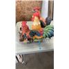 Image 2 : ROOSTER FIGURES AND CRYSTAL BASKET