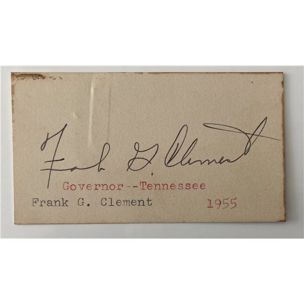 Governor of Tennessee Frank G. Clement signed autograph card