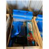 Image 2 : WOODEN BOX OF ASSORTED SHIMANO BIKE PARTS INCLUDING: FRONT CHAINWHEEL,  DERAILLEUR, DISC BRAKE